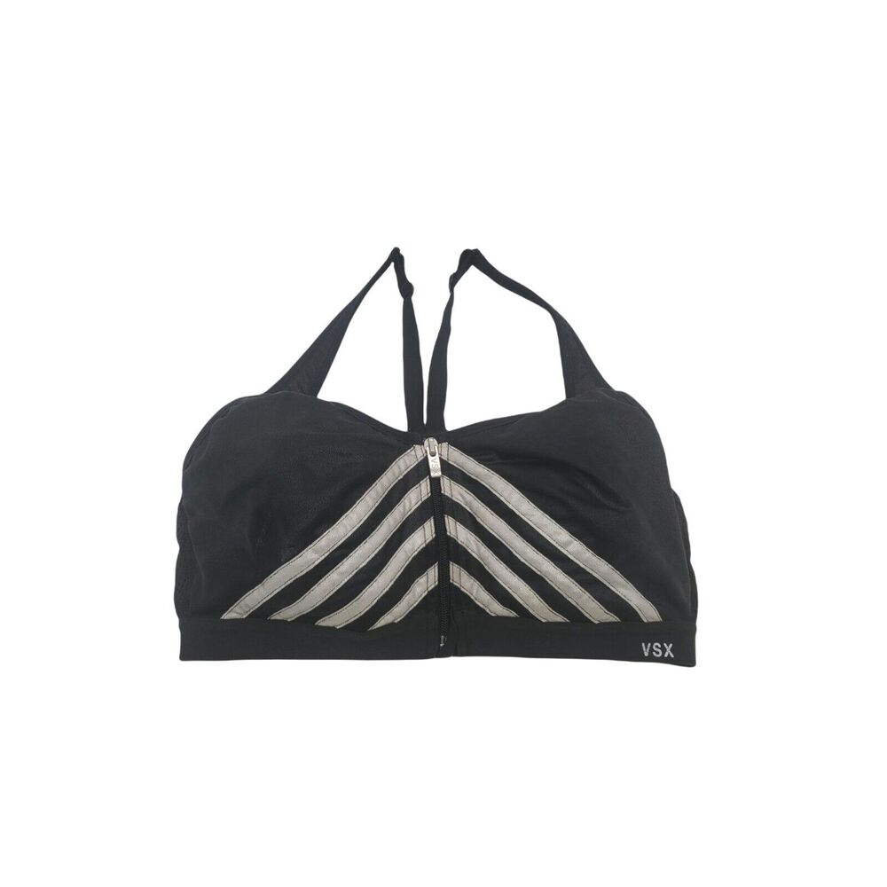 Victoria Secret Bra 36B Womens Zippered Front Closure Black Padded Wired